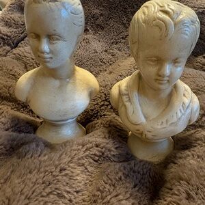 Antique-Style Cream Bust Sculptures - Pair